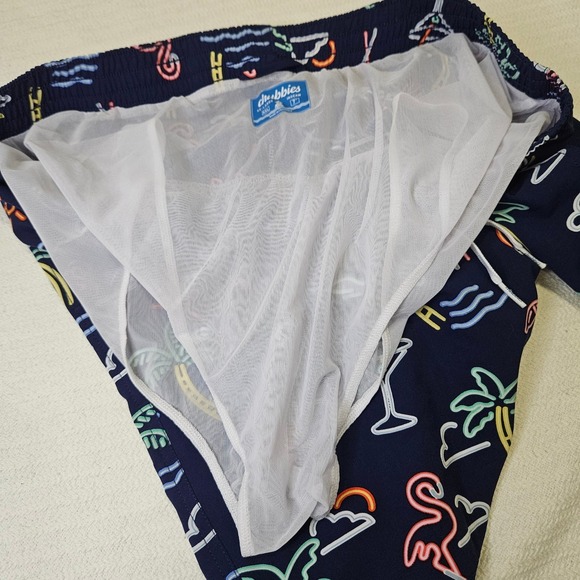 Chubbies Mens Neon Tropical Flamingo Palm Tree Swim Trunks Navy Blue XXL - Picture 11 of 11